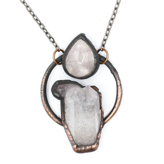 Rose Aura Quartz & Rose Quartz Necklace