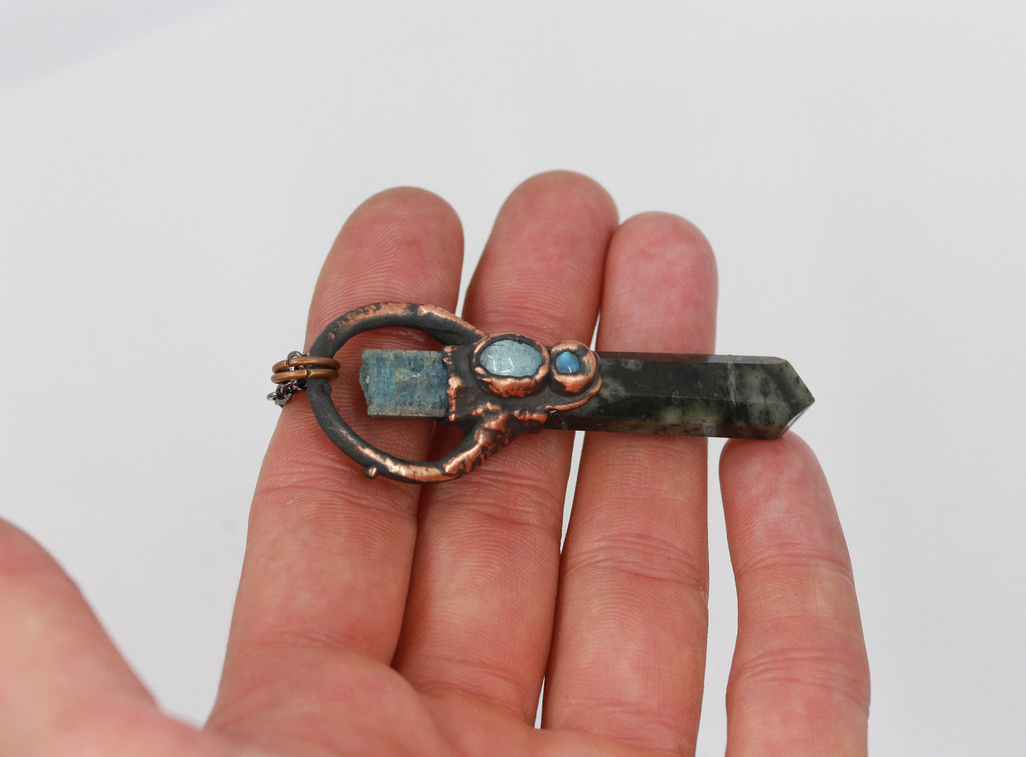 Kambaba Jasper, Aquamarine & Moonstone Necklace