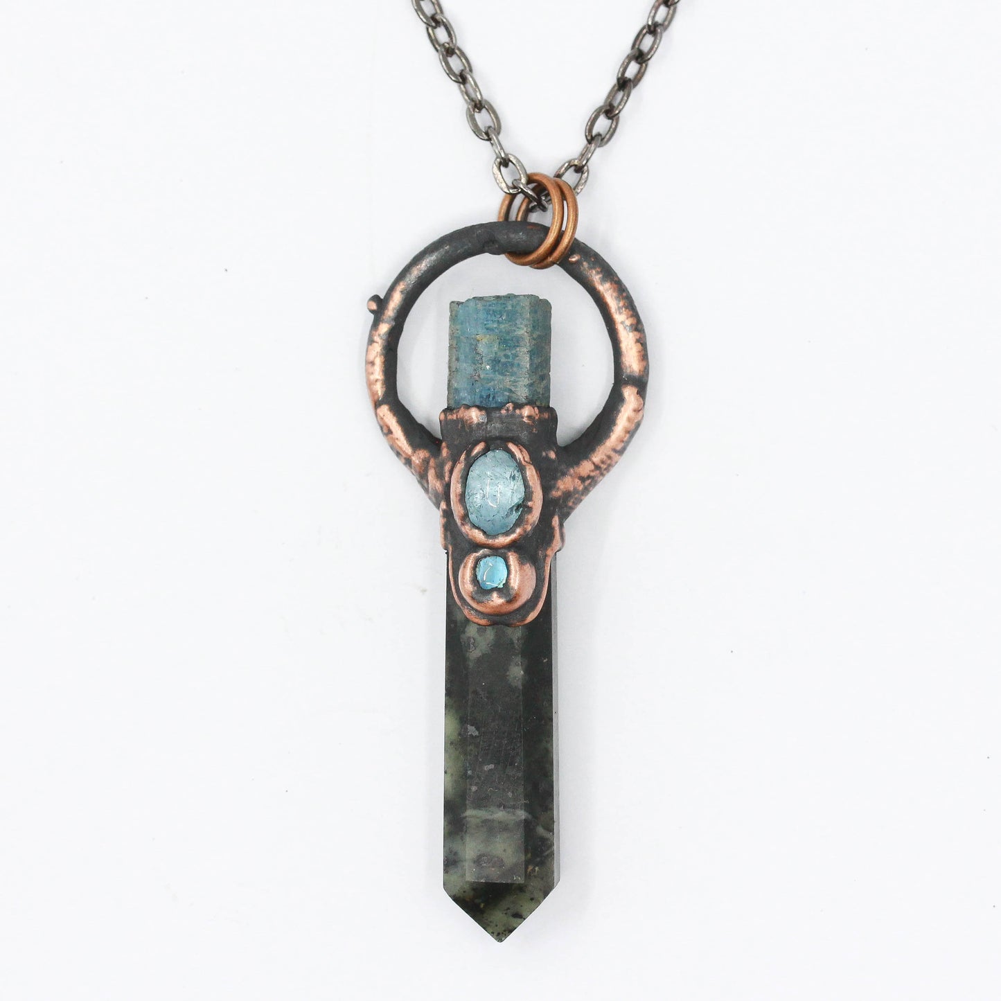Kambaba Jasper, Aquamarine & Moonstone Necklace