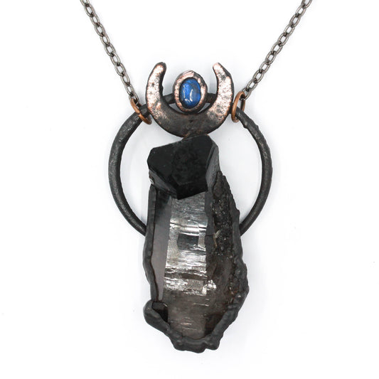 Smoky Quartz & Labradorite Moon Necklace