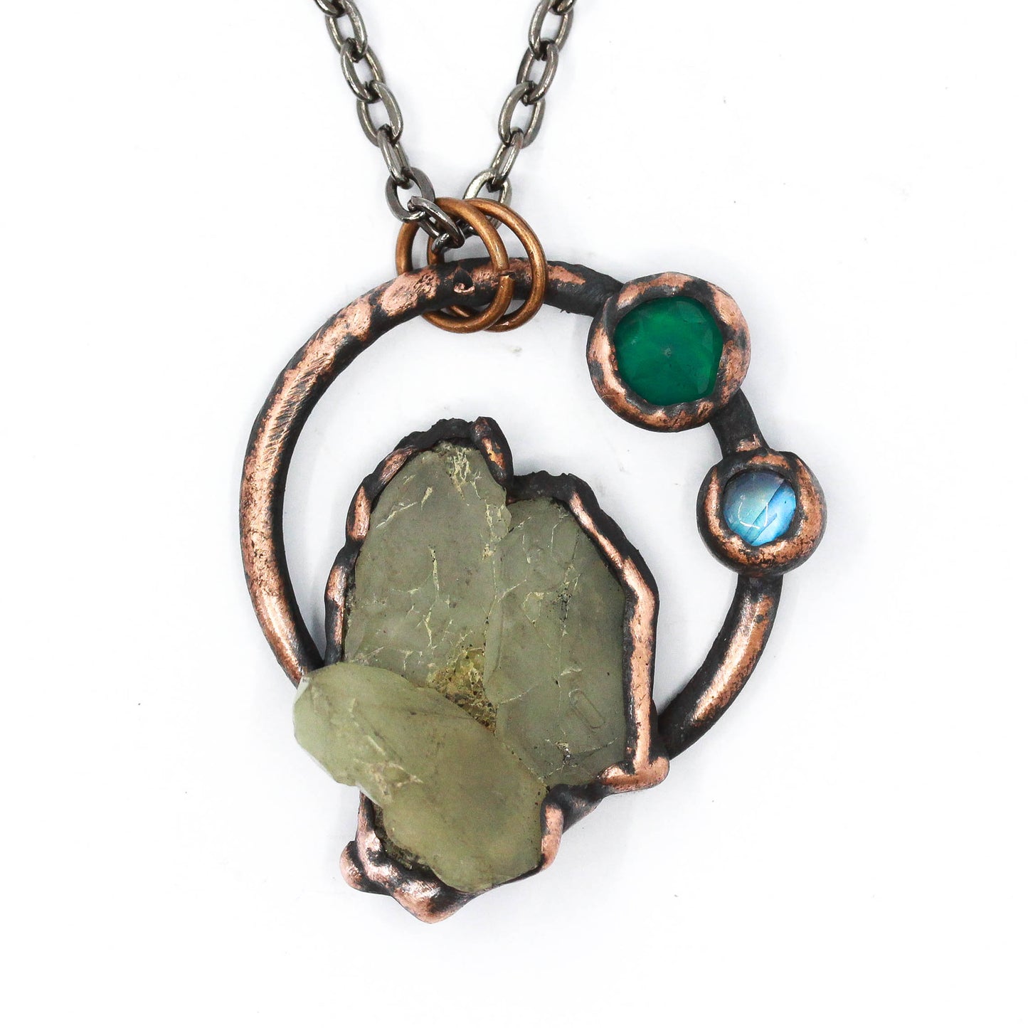 Epidote Quartz, Onyx & Moonstone Necklace