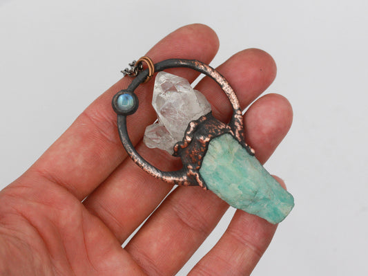 Quartz, Amazonite & Moonstone Necklace