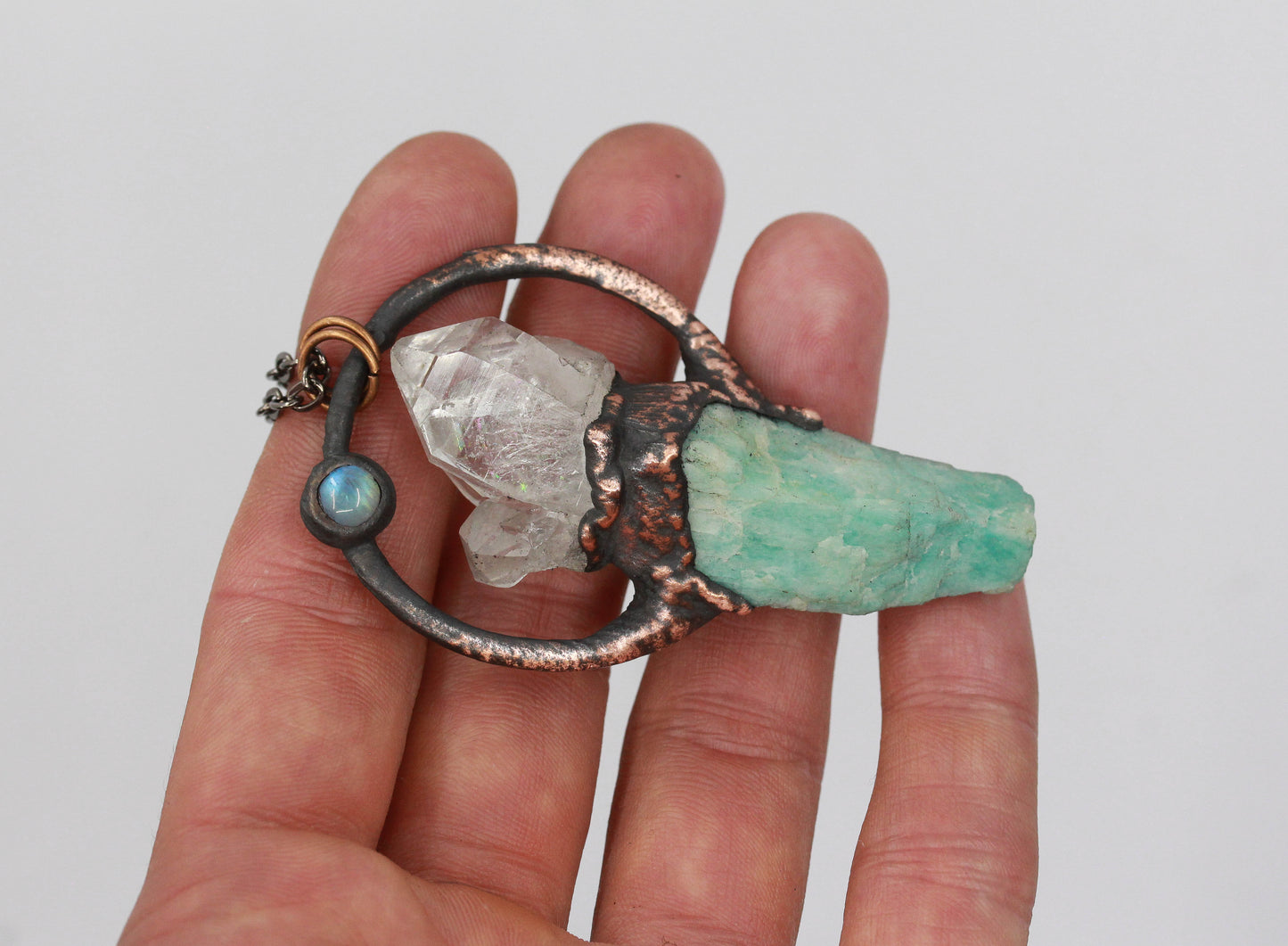 Quartz, Amazonite & Moonstone Necklace