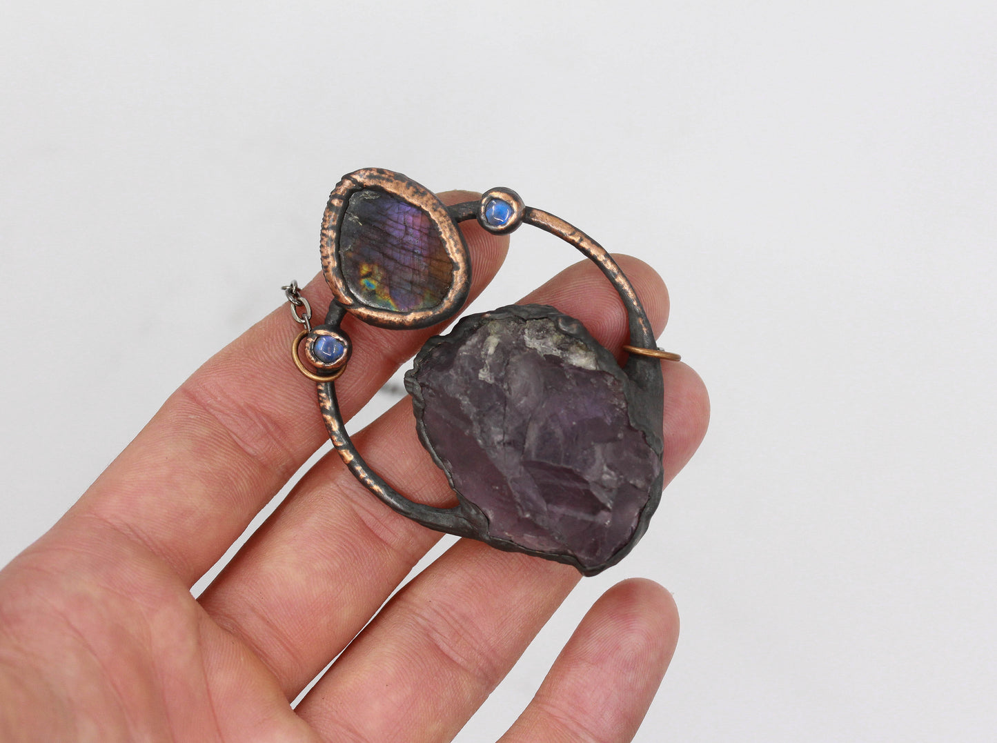 Amethyst, Labradorite & Moonstone Necklace