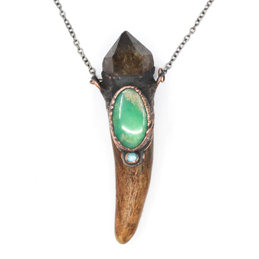 Deer Antler, Citrine & Chrysoprase Necklace