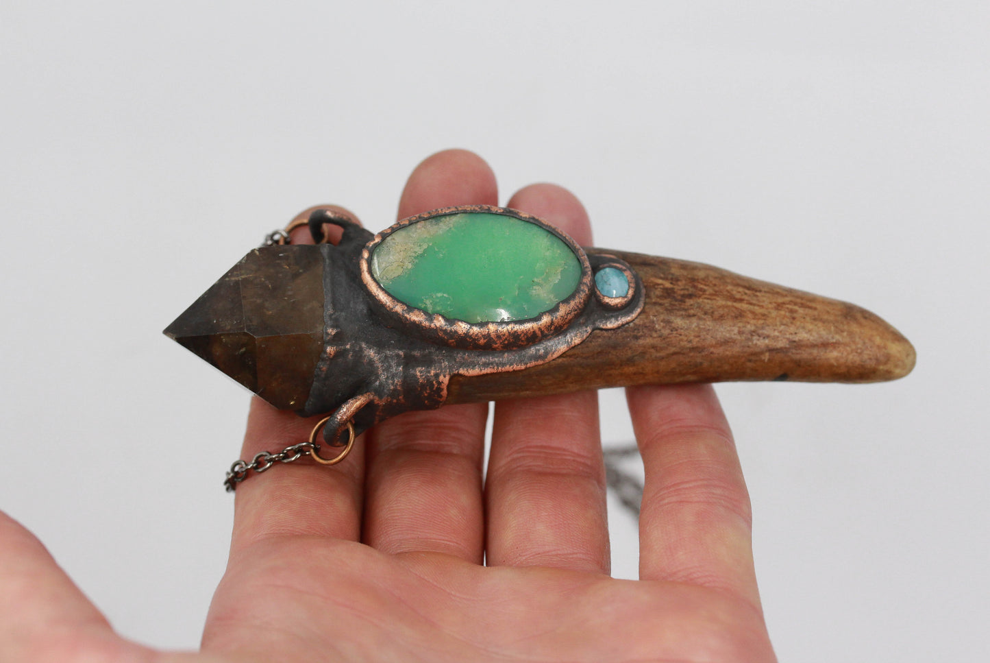 Deer Antler, Citrine & Chrysoprase Necklace