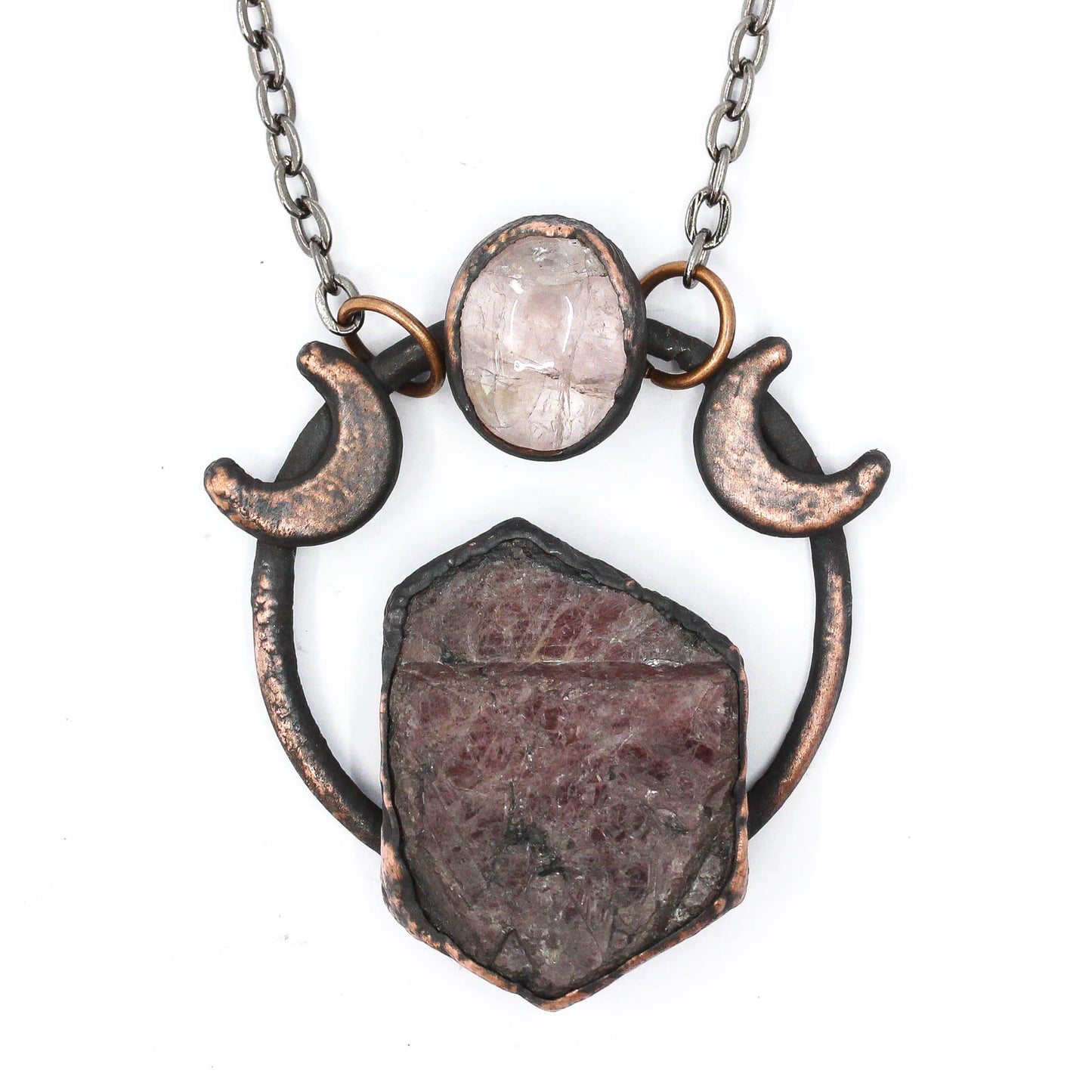 Record Keeper Ruby & Morganite Moon Necklace