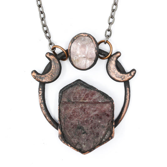 Record Keeper Ruby & Morganite Moon Necklace
