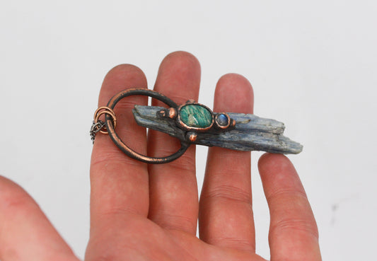 Large Kyanite & Amazonite Necklace