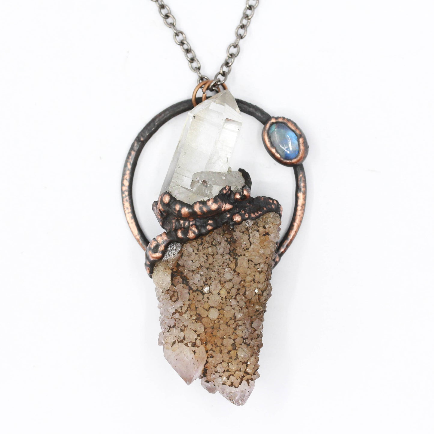 Spirit Quartz, Moonstone & Quartz Necklace
