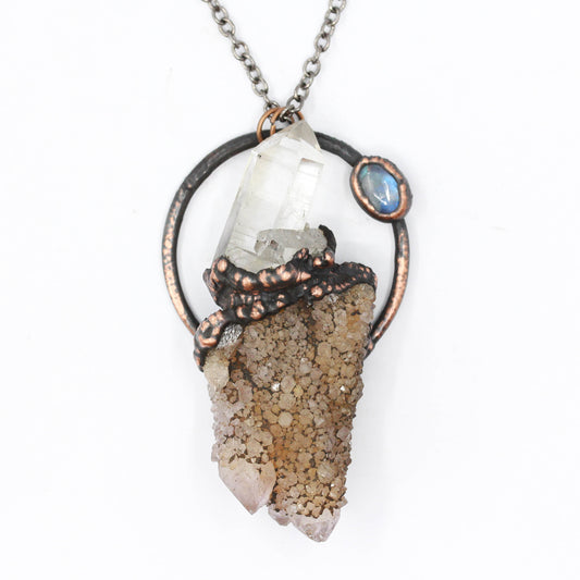 Spirit Quartz, Moonstone & Quartz Necklace