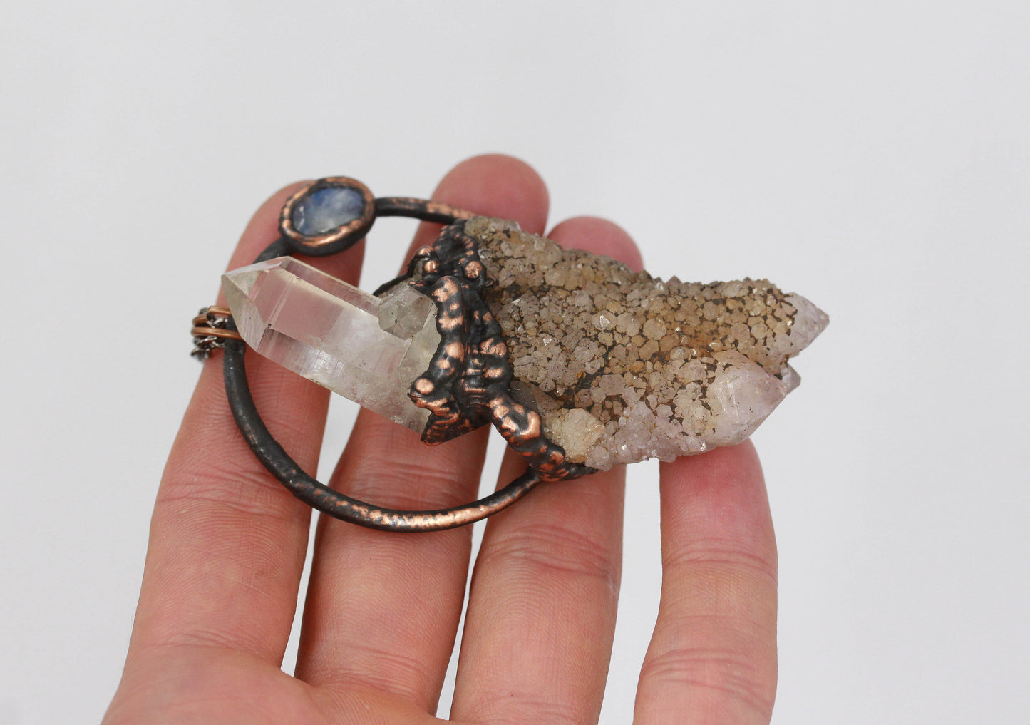 Spirit Quartz, Moonstone & Quartz Necklace