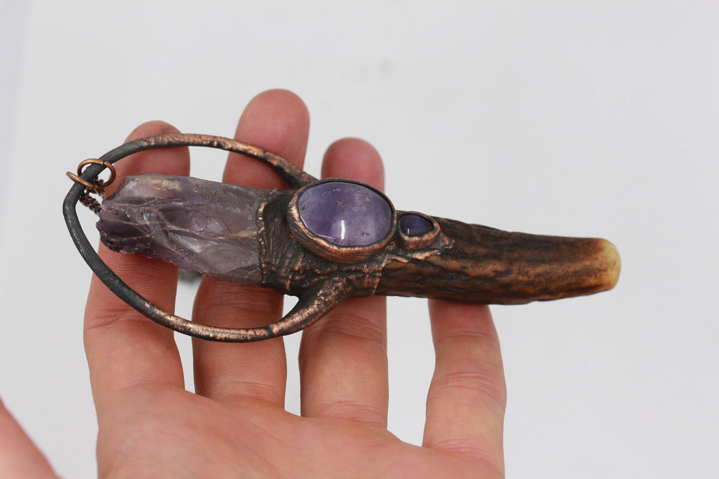 Deer Antler & Amethyst Necklace