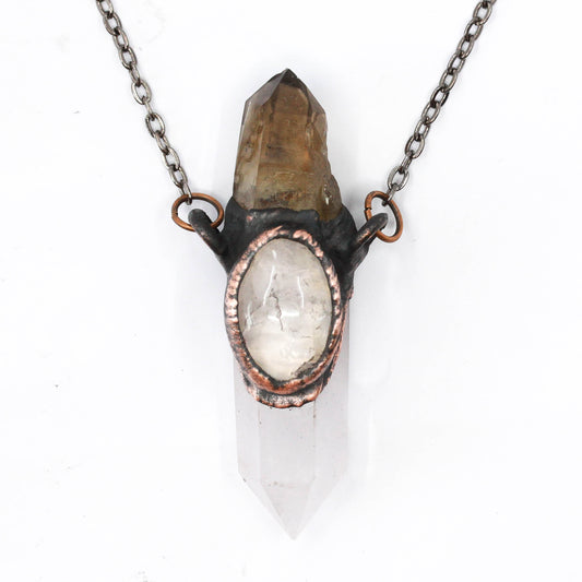 Rose Quartz & Smoky Quartz Necklae