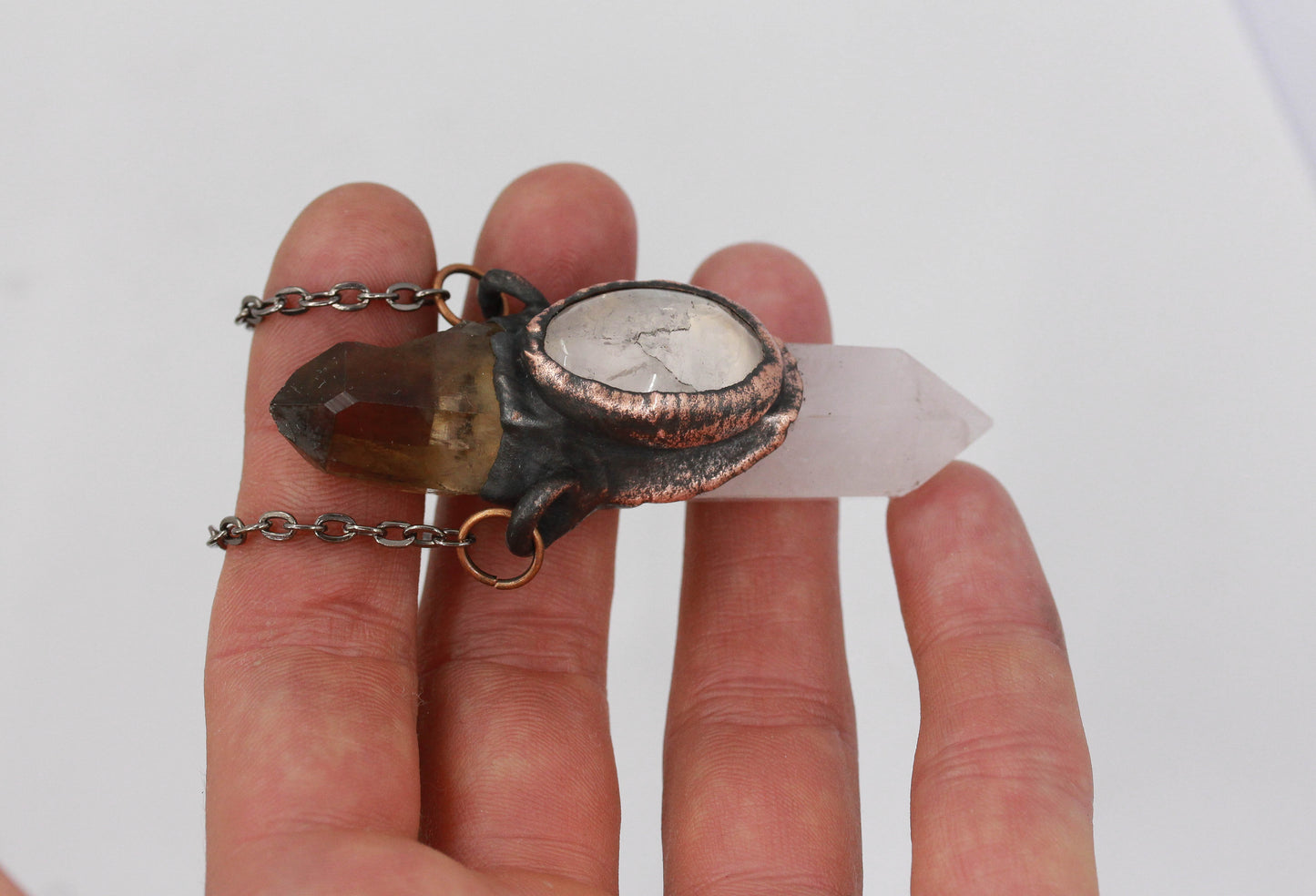 Rose Quartz & Smoky Quartz Necklae