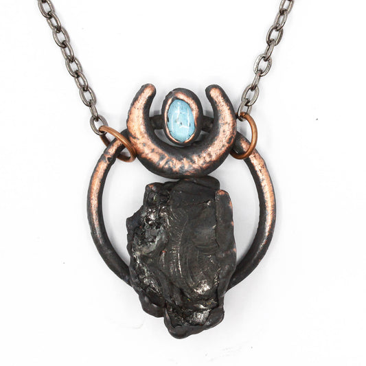 Elite Shungite & Aquamarine Moon Necklace