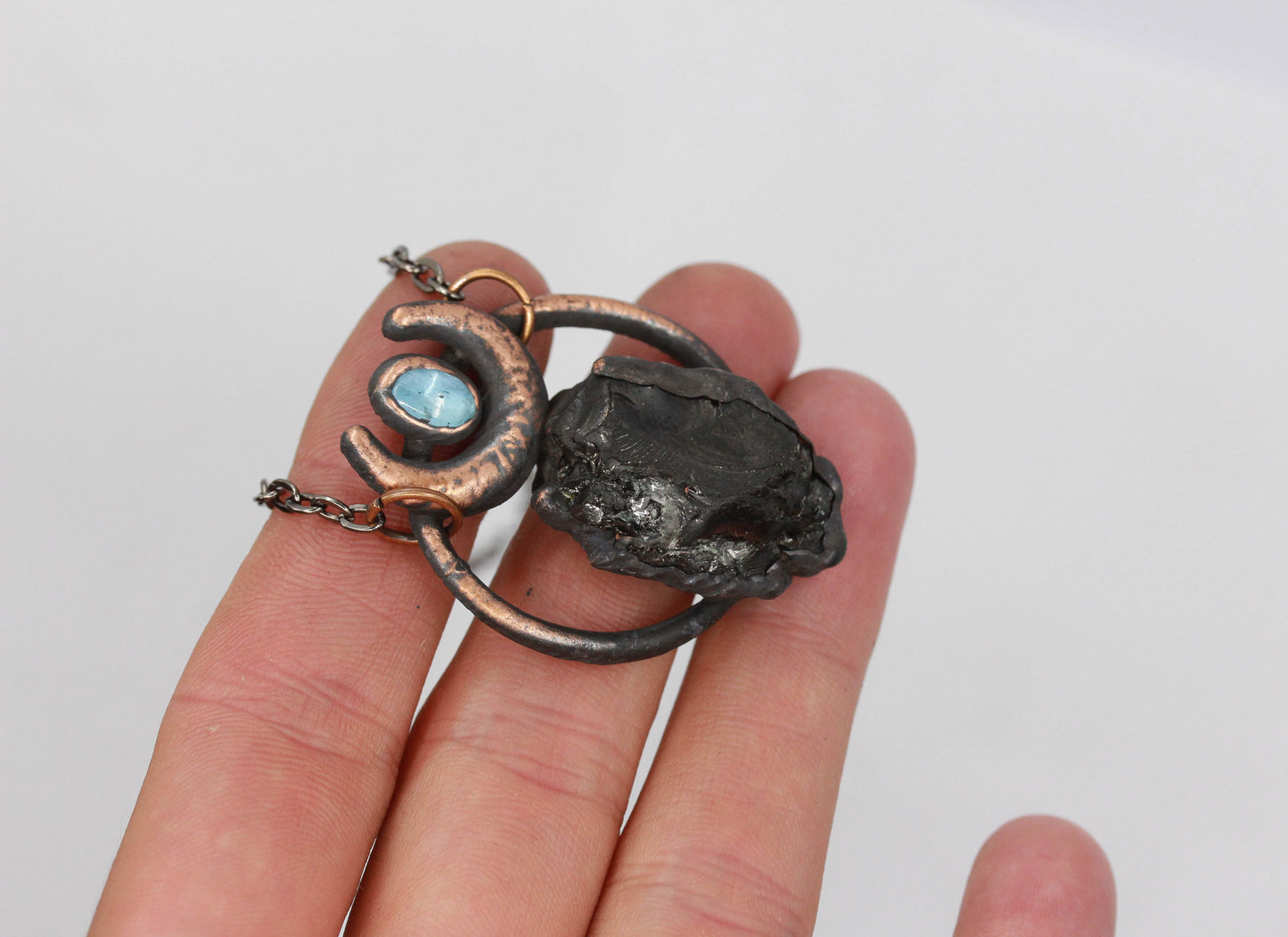 Elite Shungite & Aquamarine Moon Necklace
