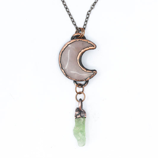 Rose Quartz & Green Calcite Pendant