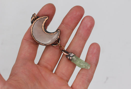 Rose Quartz & Green Calcite Pendant