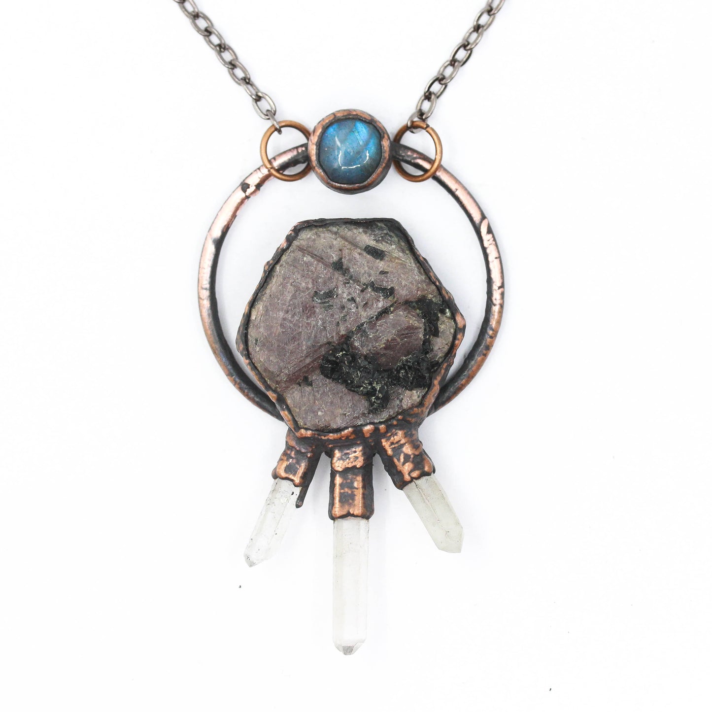 Ruby, Quartz & Labradorite Necklace