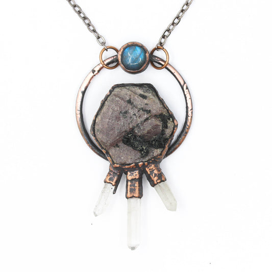 Ruby, Quartz & Labradorite Necklace
