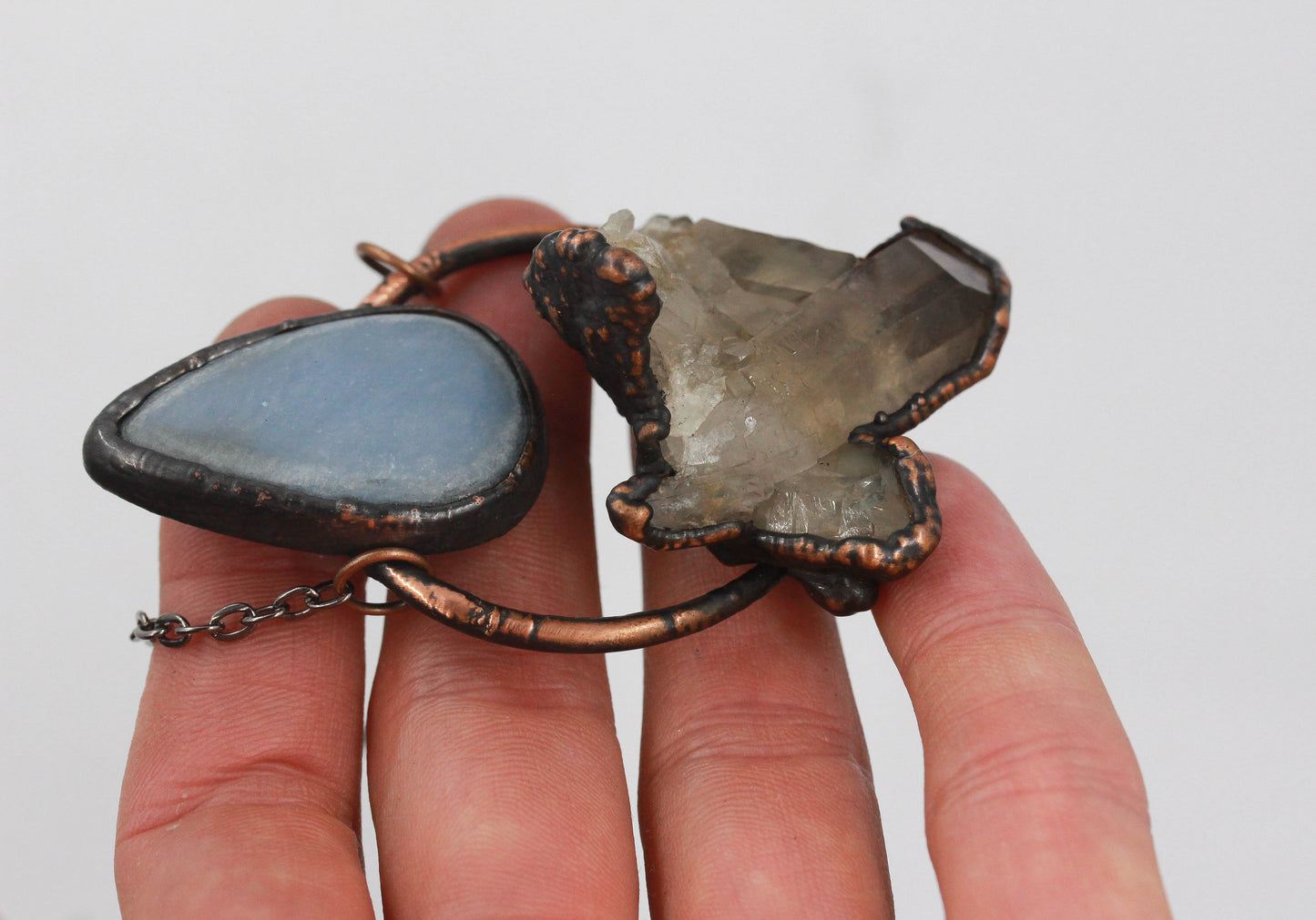 Smoky Quartz & Angelite Necklace
