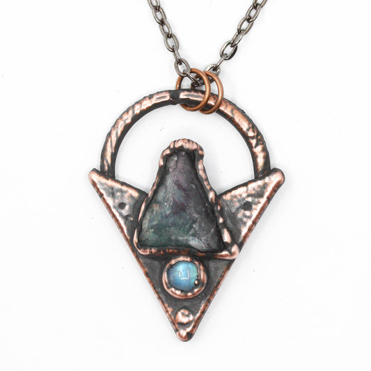 Fluorite & Moonstone Triangle Necklace