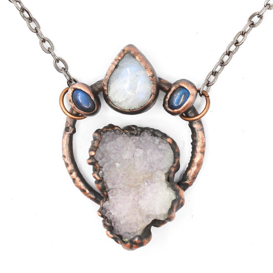 Spirit Quartz, Labradorite & Moonstone Necklace