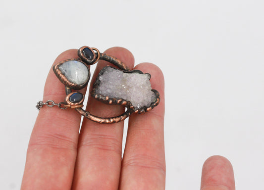 Spirit Quartz, Labradorite & Moonstone Necklace