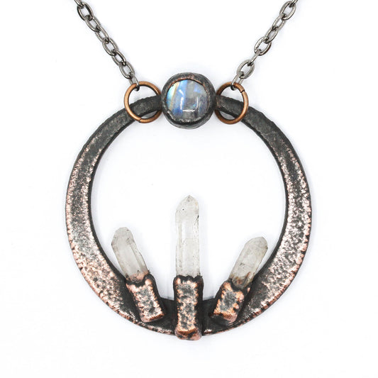 Quartz & Moonstone Hoop Necklace