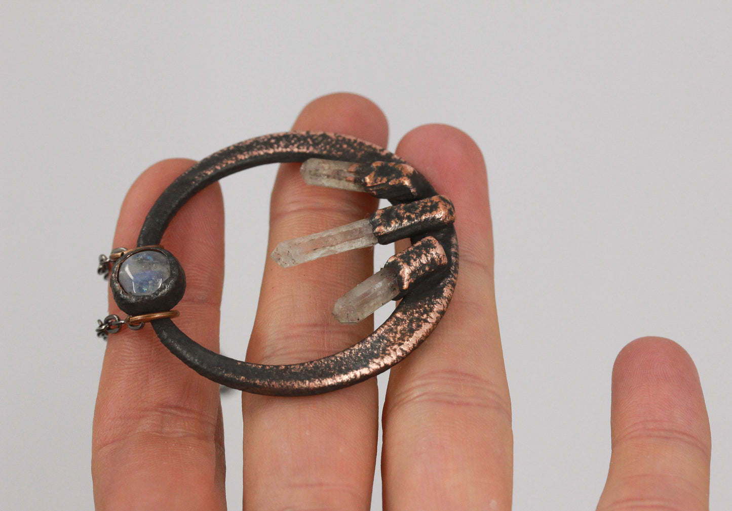 Quartz & Moonstone Hoop Necklace