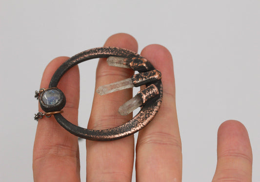 Quartz & Moonstone Hoop Necklace