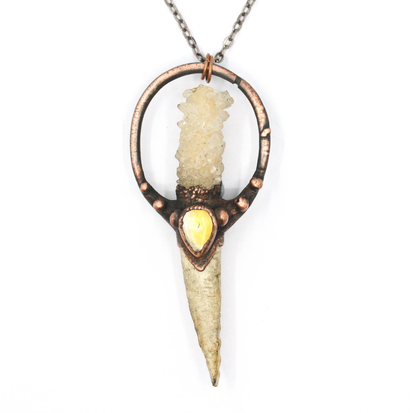 Deer Antler, Spirit Quartz & Citrine Necklace
