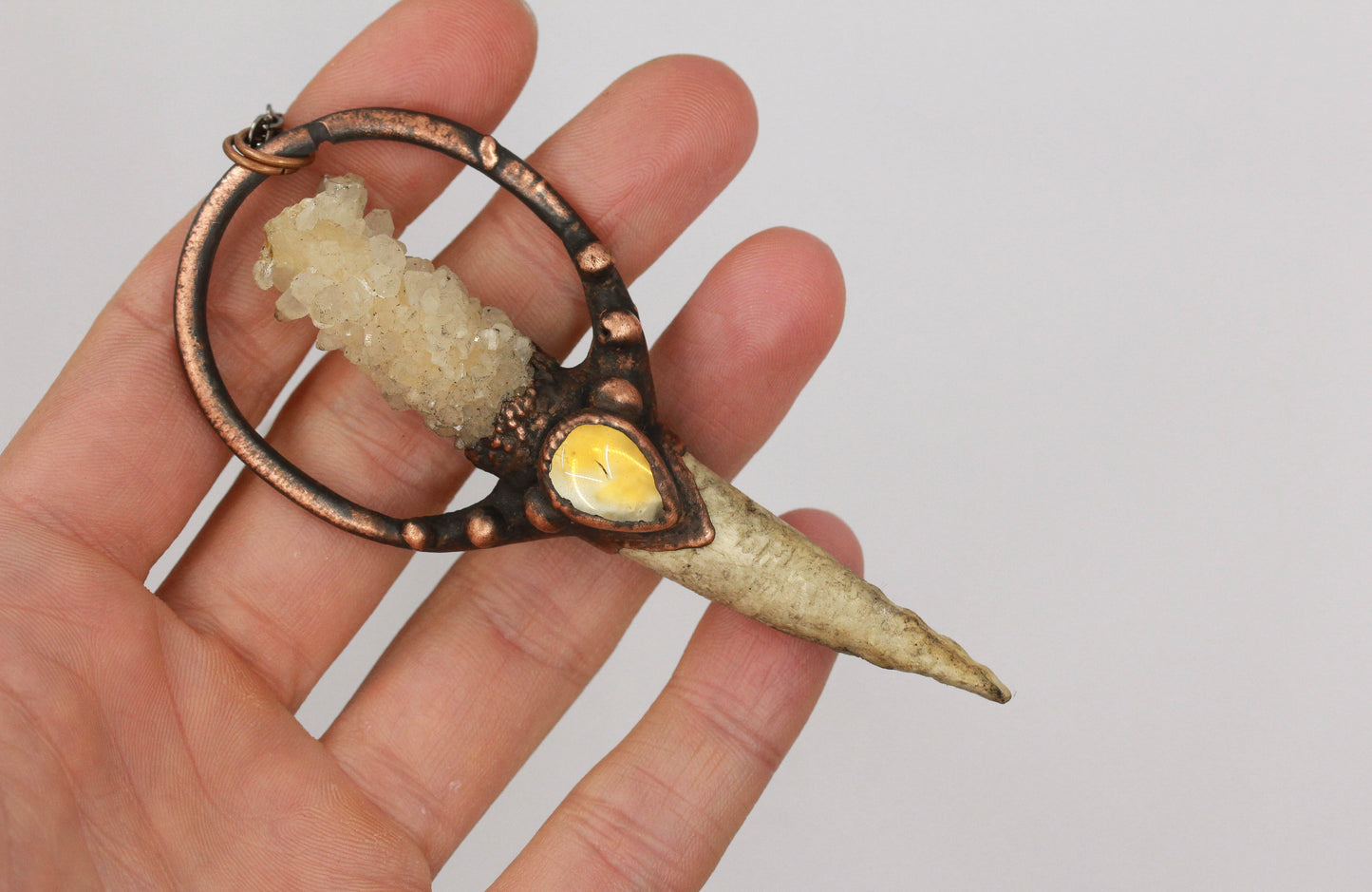 Deer Antler, Spirit Quartz & Citrine Necklace