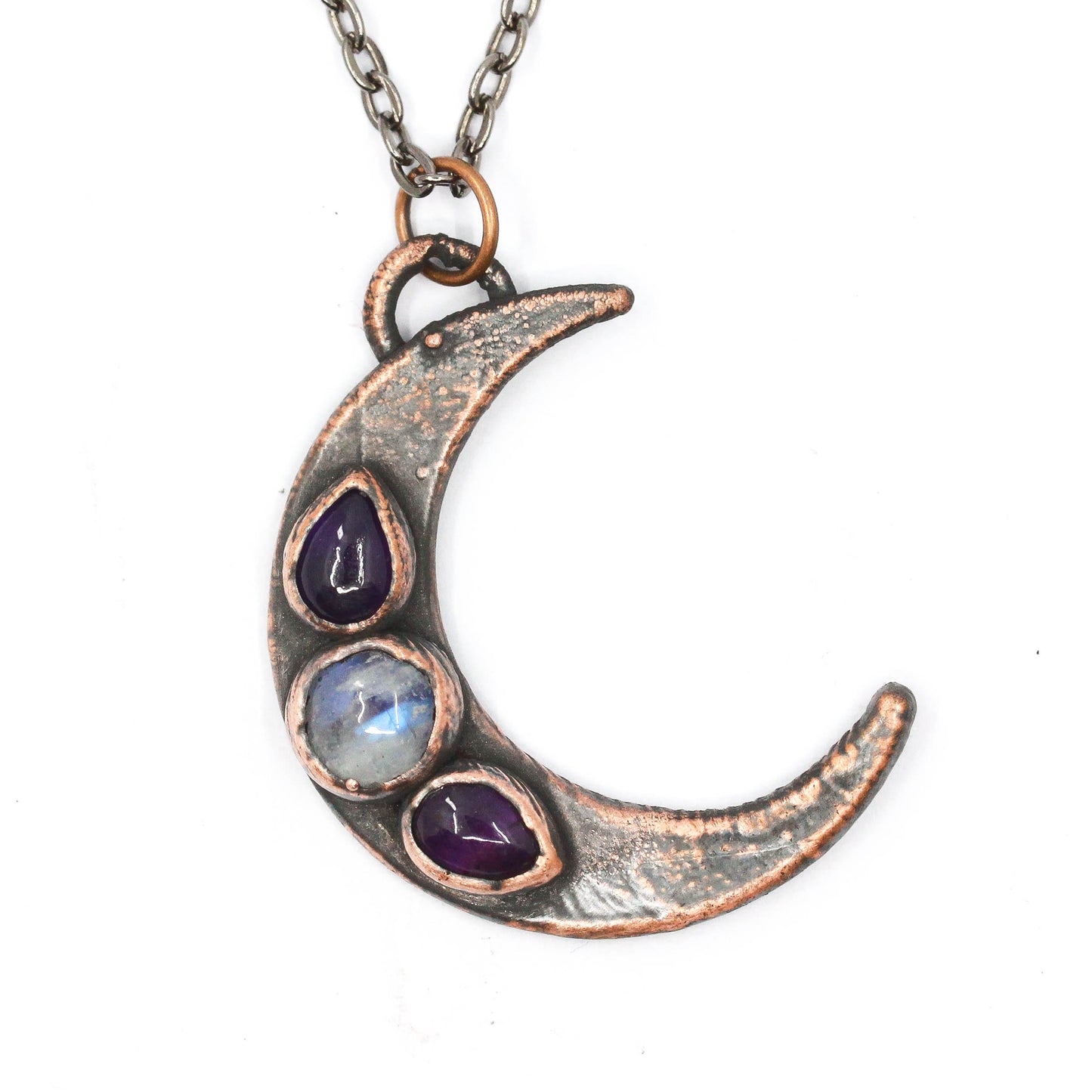 Moonstone & Amethyst Moon Necklace