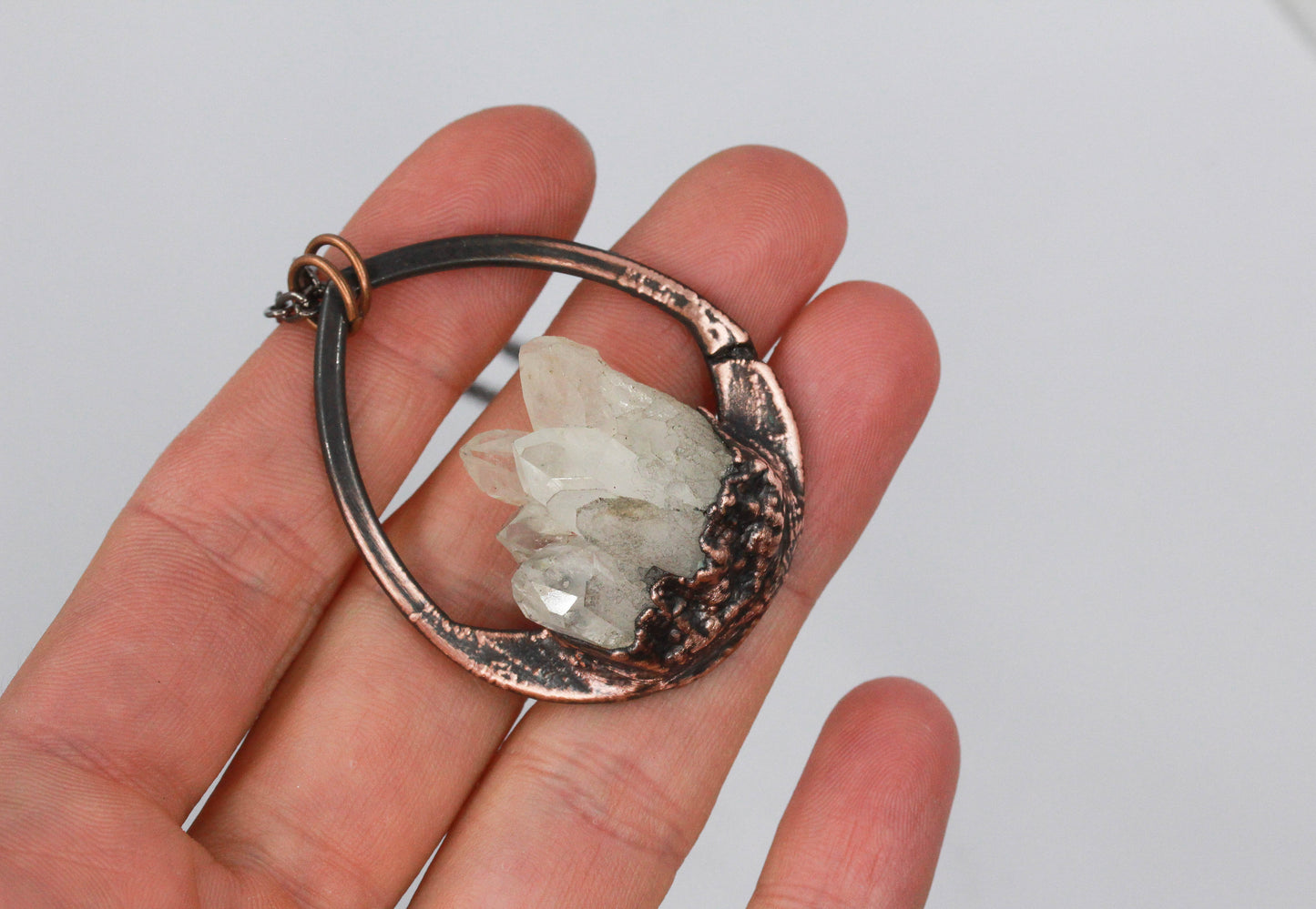 Quartz Cluster Teardrop Necklace