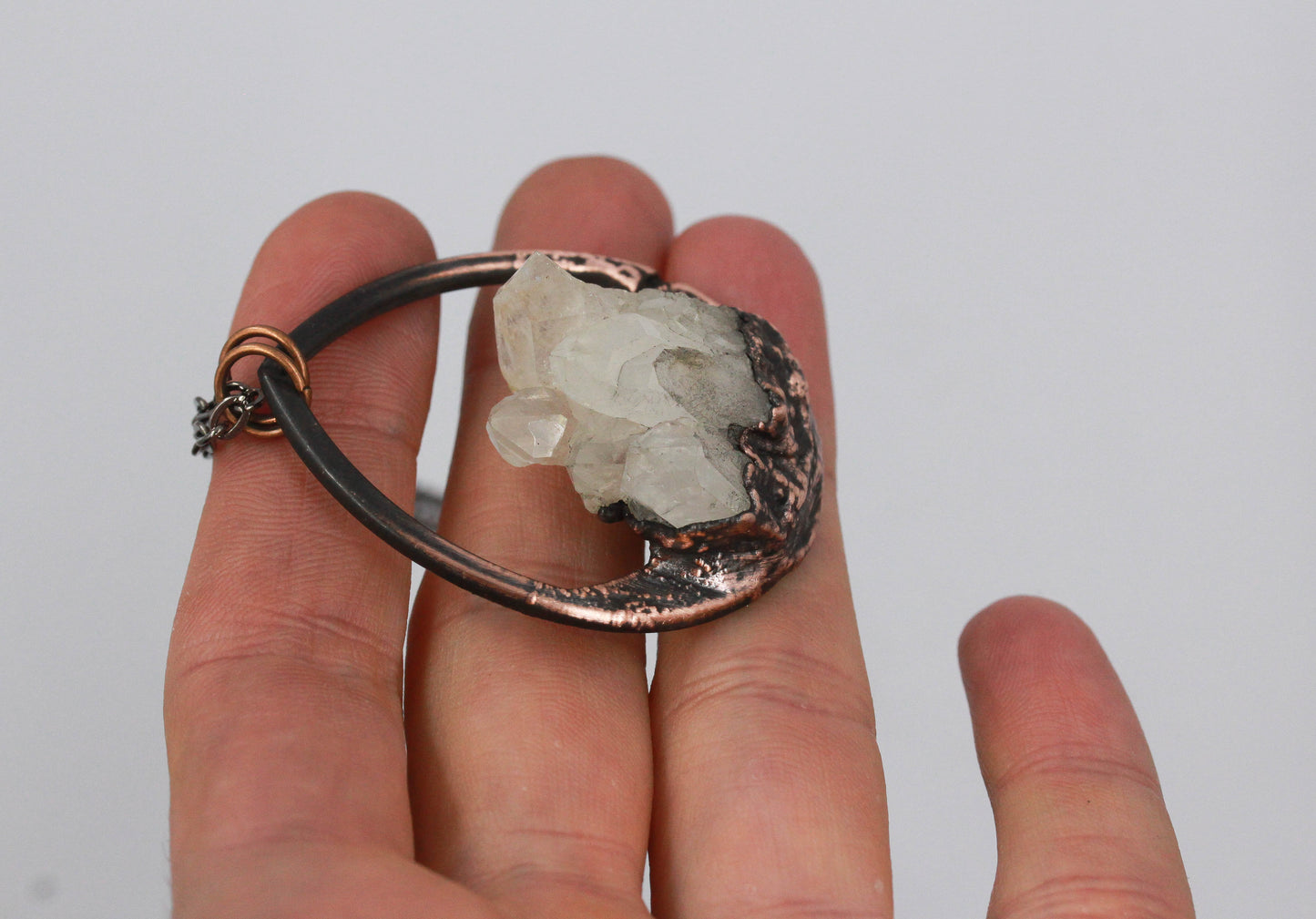 Quartz Cluster Teardrop Necklace