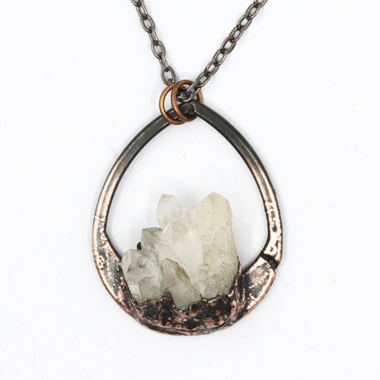 Quartz Cluster Teardrop Necklace