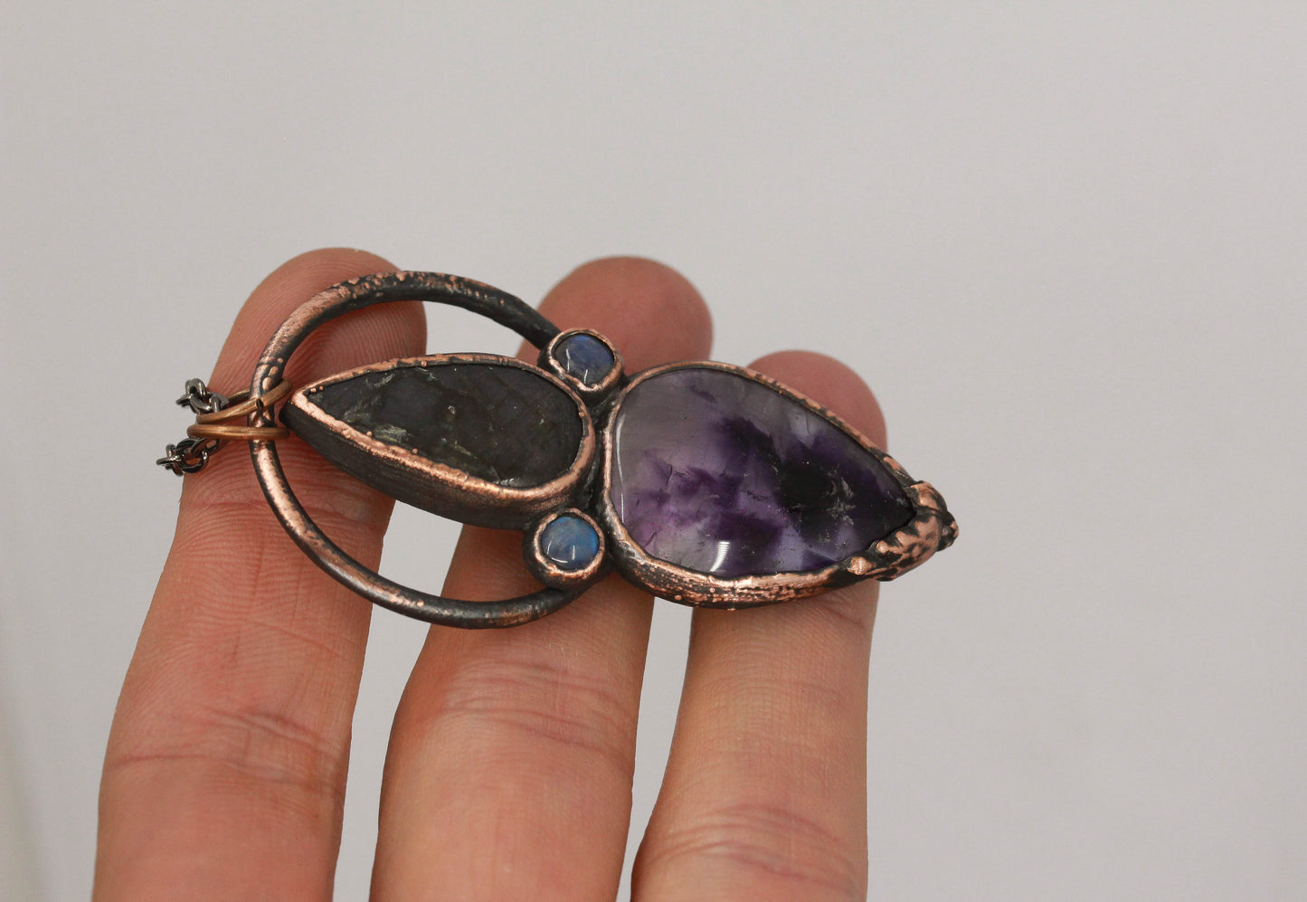 Amethyst, Purple Labradorite & Moonstone Necklace