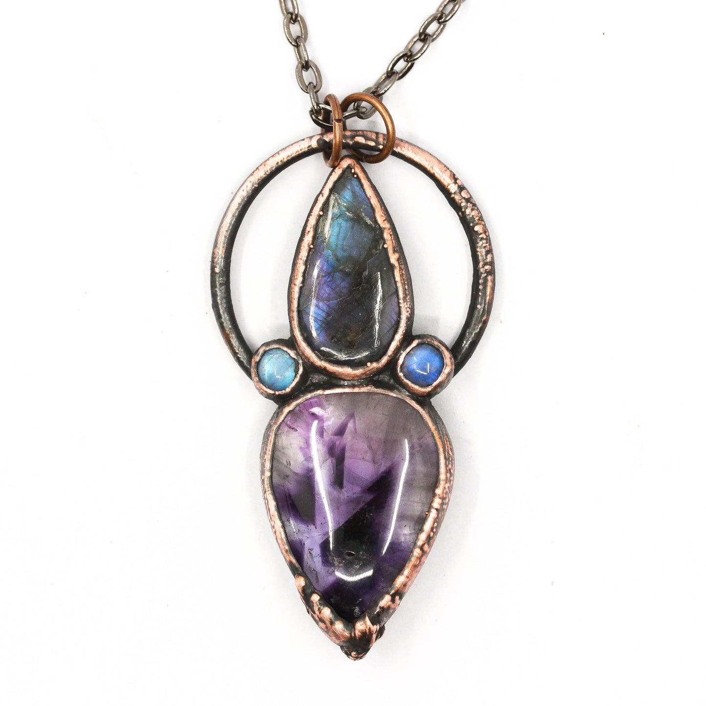 Amethyst, Purple Labradorite & Moonstone Necklace