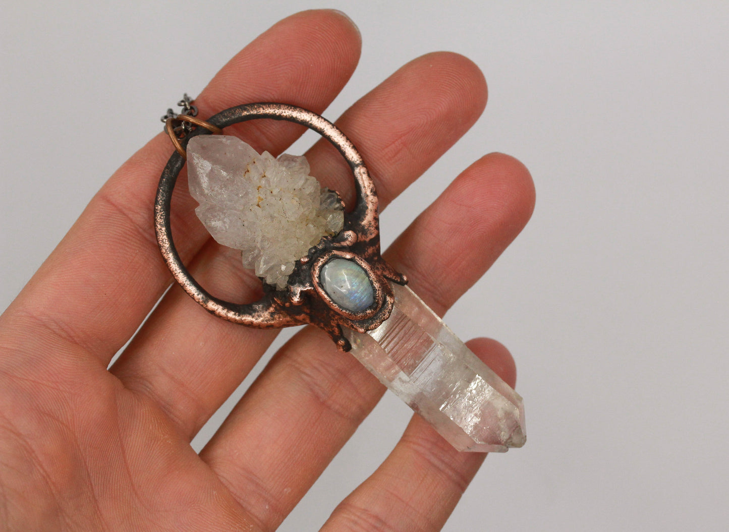 Quartz, Spirit Quartz & Moonstone Necklace