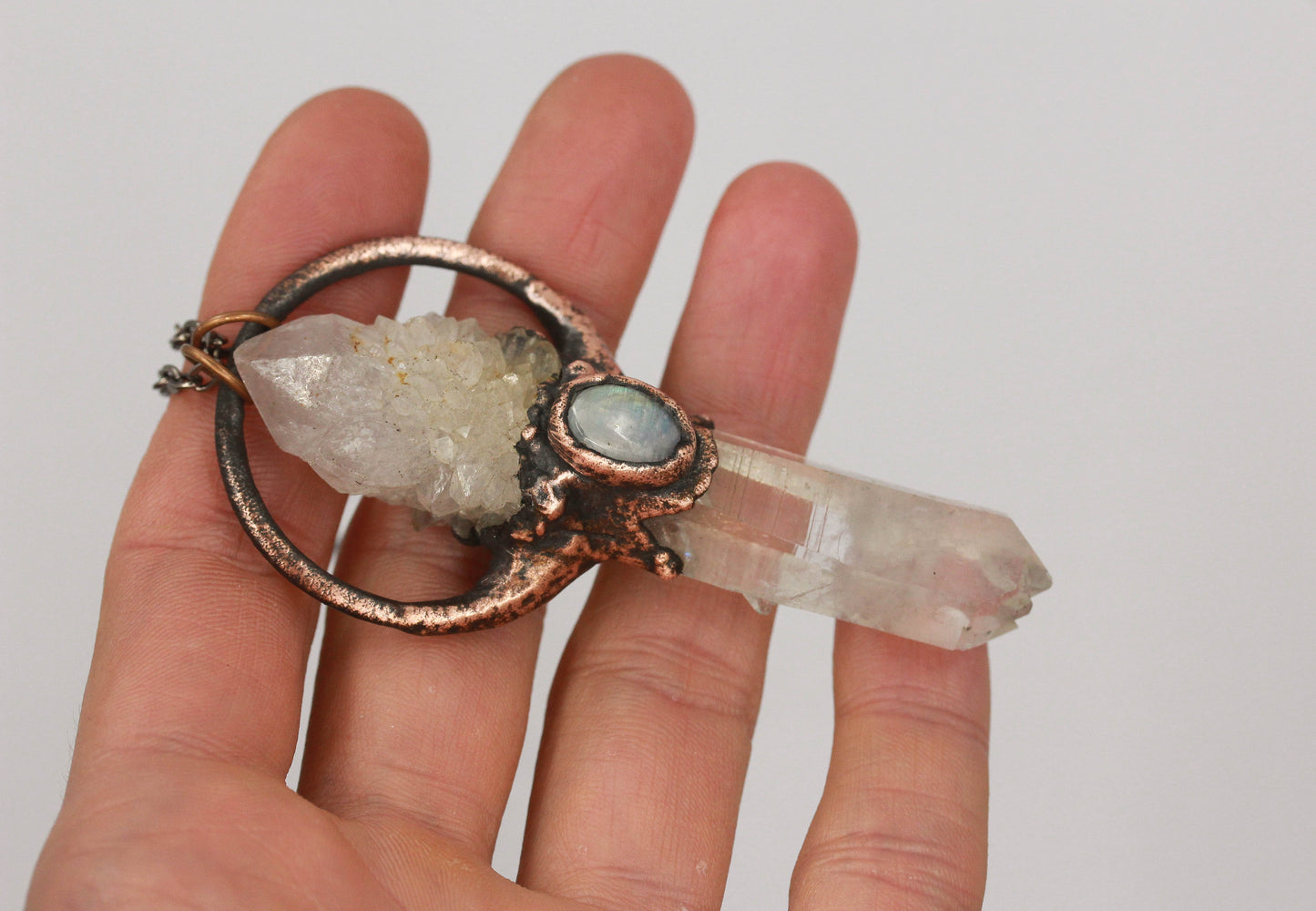 Quartz, Spirit Quartz & Moonstone Necklace