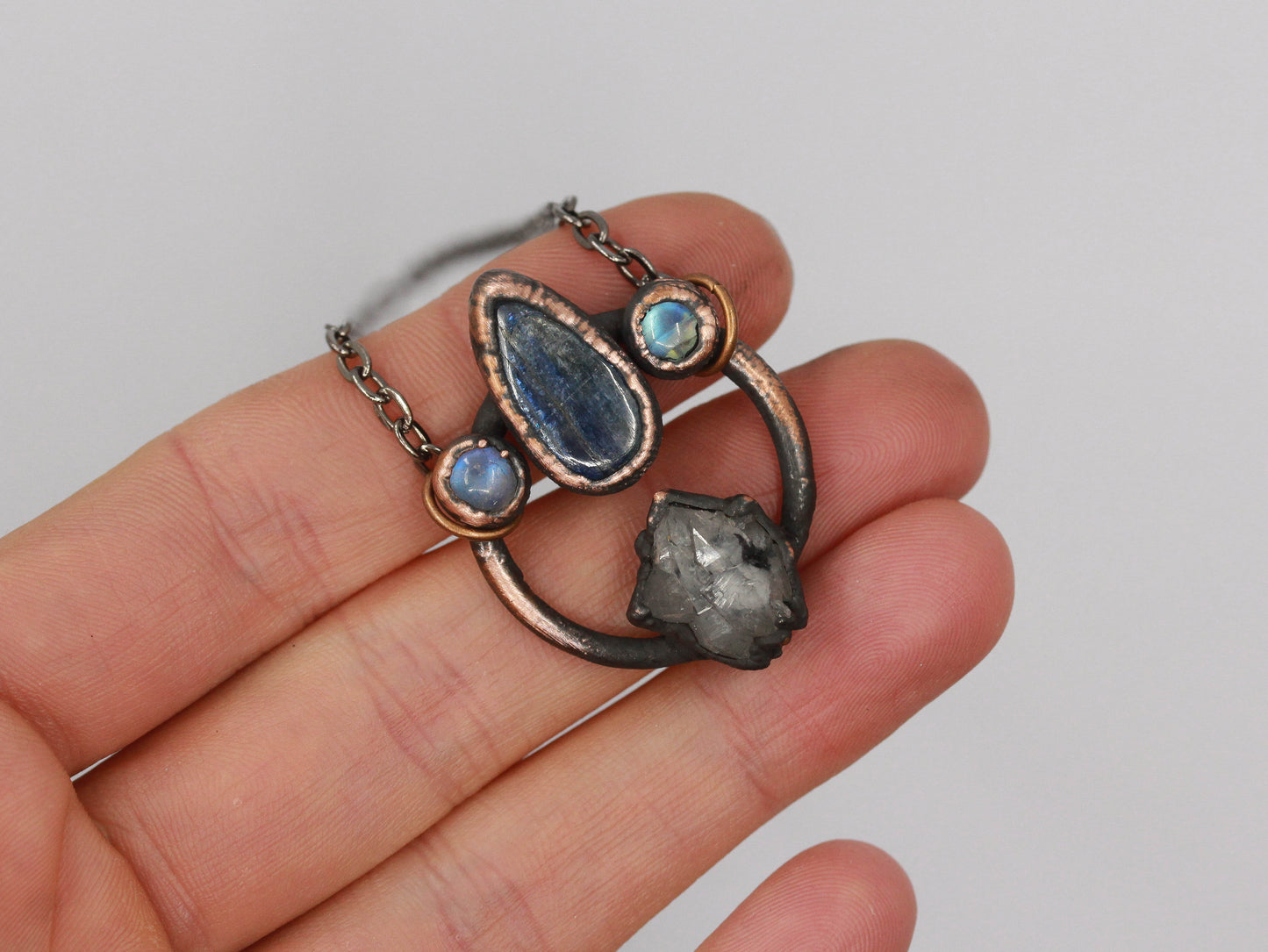 Quartz, Kyanite & Moonstone Necklace