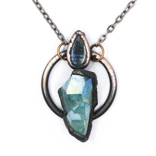 Aqua Aura Quartz & Kyanite Necklace