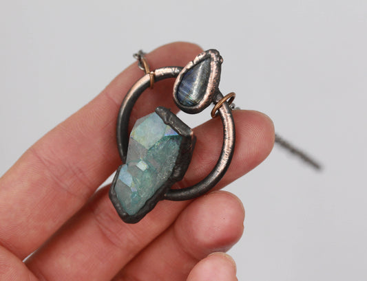 Aqua Aura Quartz & Kyanite Necklace