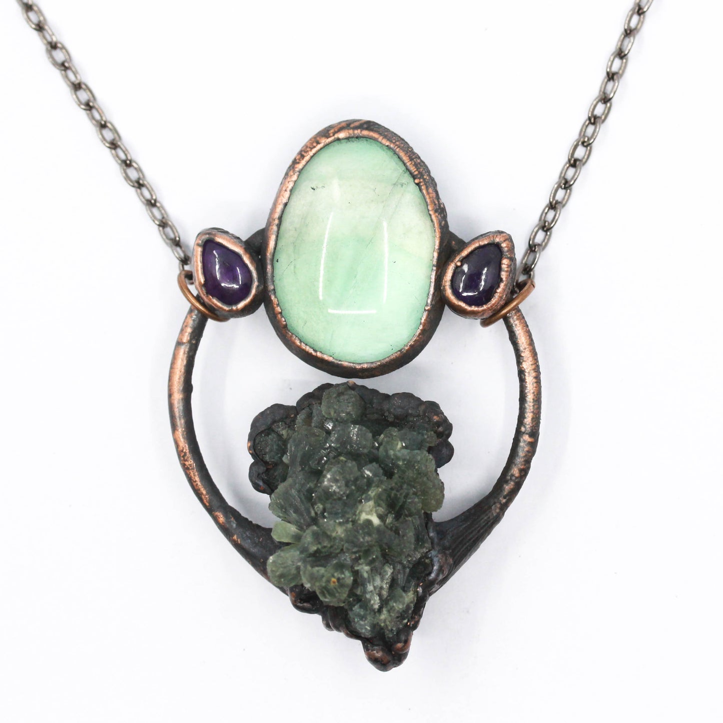 Prehnite, Fluorite & Amethyst Necklace