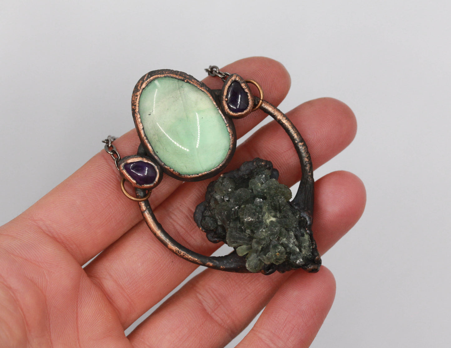 Prehnite, Fluorite & Amethyst Necklace