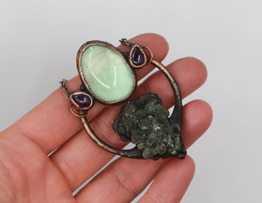 Prehnite, Fluorite & Amethyst Necklace