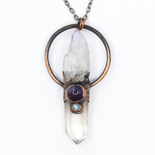 Vera Cruz Amethyst, Quartz & Moonstone Necklace