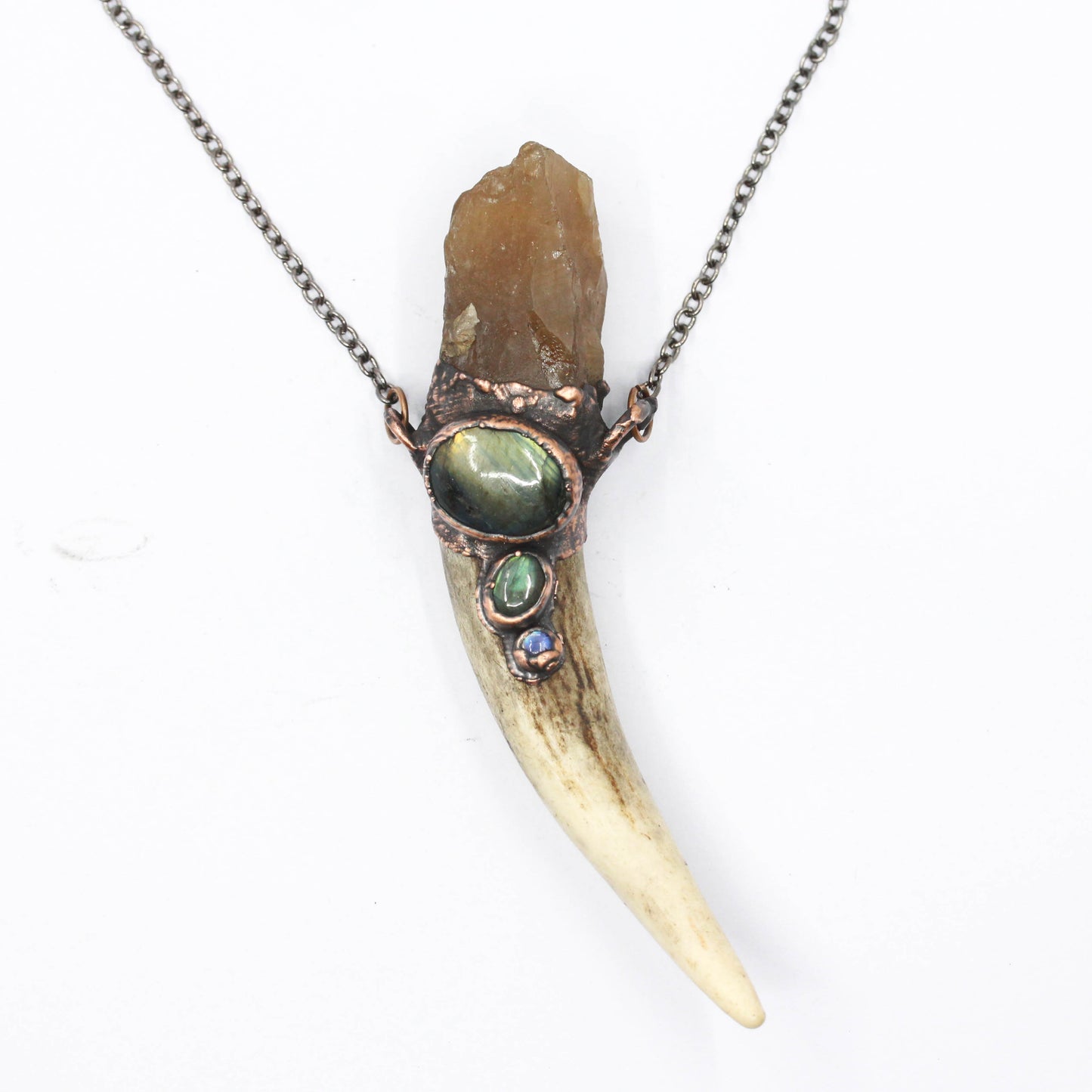 Deer Antler, Citrine & Labradorite Necklace
